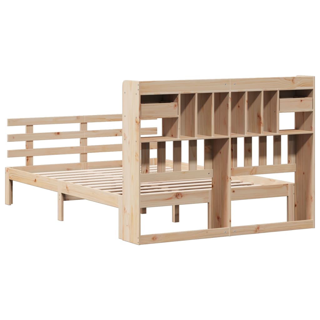 Bookcase Bed without Mattress 140x190 cm Solid Wood Pine