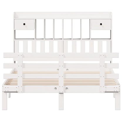 Bookcase Bed without Mattress White 140x190 cm Solid Wood Pine