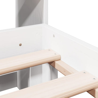 Bookcase Bed without Mattress White 140x190 cm Solid Wood Pine