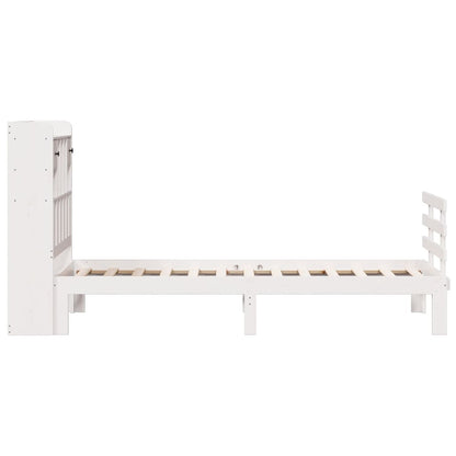 Bookcase Bed without Mattress White 90x200cm Solid Wood Pine