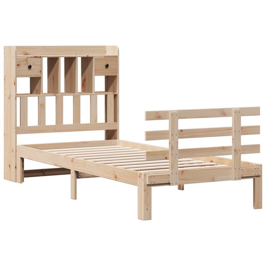 Bookcase Bed without Mattress 100x200cm Solid Wood Pine