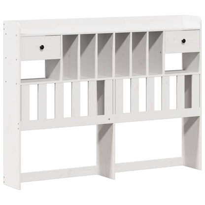 Bookcase Bed without Mattress White 150x200 cm King Solid Wood Pine