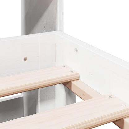 Bookcase Bed without Mattress White 180x200 cm Super King Solid Wood Pine