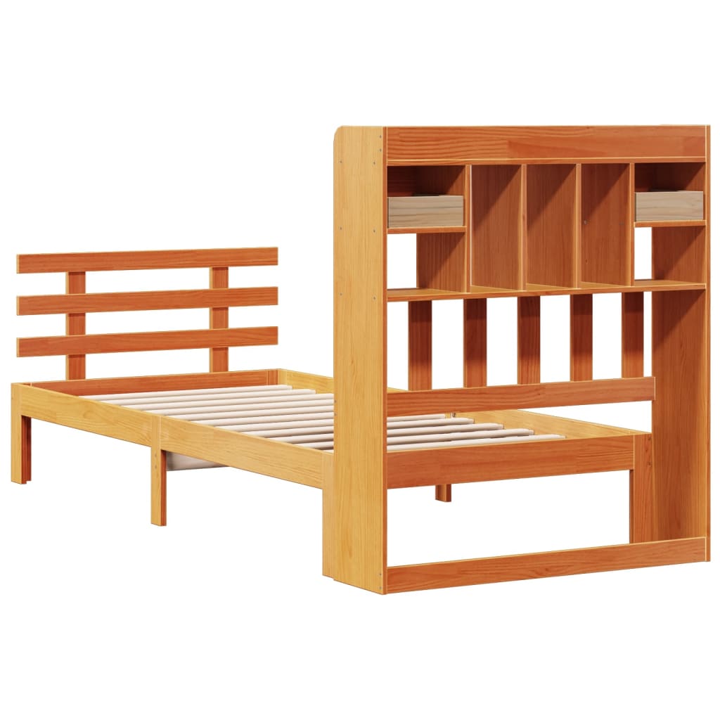 Bookcase Bed without Mattress Wax Brown 75x190 cm Small Single Solid Wood Pine