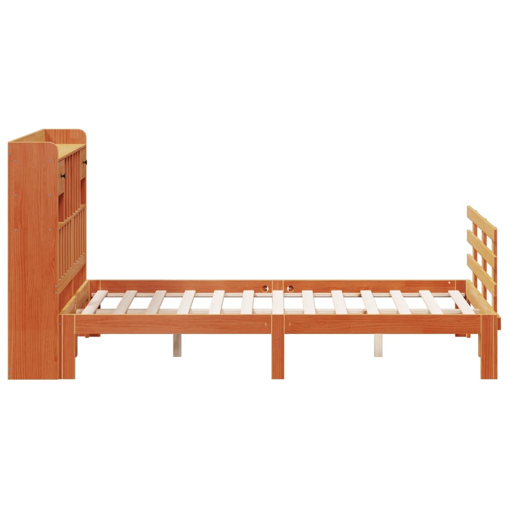 Bookcase Bed without Mattress Wax Brown 140x190 cm Solid Wood Pine