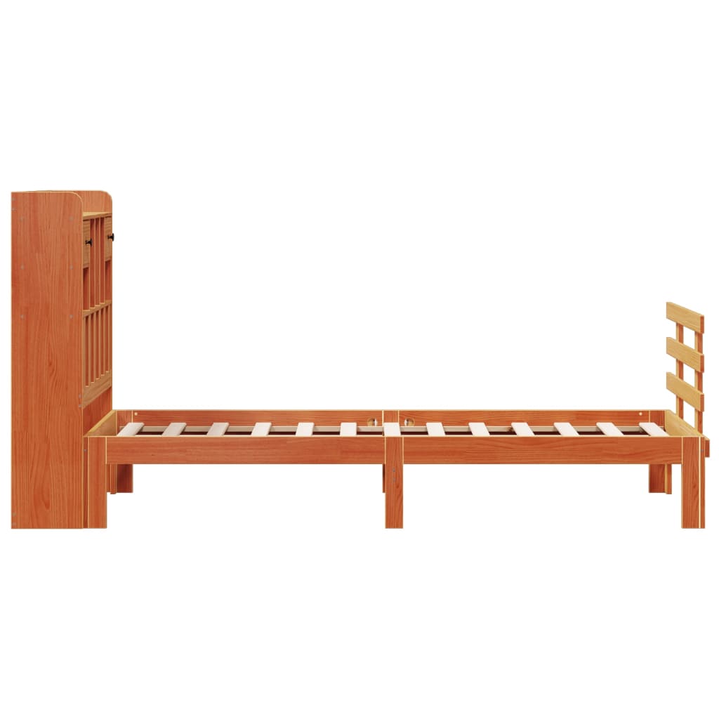 Bookcase Bed without Mattress Wax Brown 100x200cm Solid Wood Pine