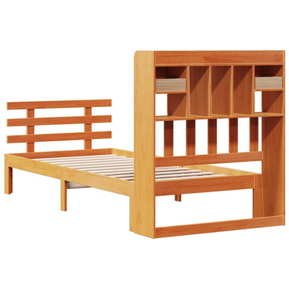 Bookcase Bed without Mattress Wax Brown 100x200cm Solid Wood Pine