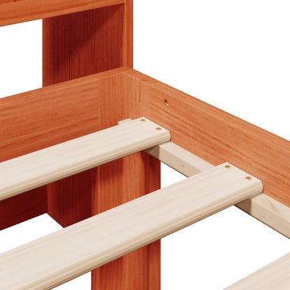 Bookcase Bed without Mattress Wax Brown 100x200cm Solid Wood Pine