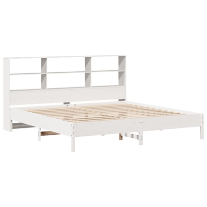 Bookcase Bed without Mattress White 180x200 cm Super King Solid Wood Pine