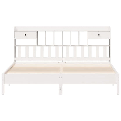 Bookcase Bed without Mattress White 180x200 cm Super King Solid Wood Pine