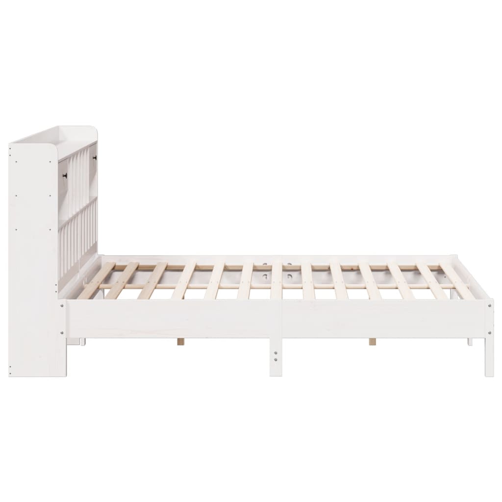 Bookcase Bed without Mattress White 180x200 cm Super King Solid Wood Pine