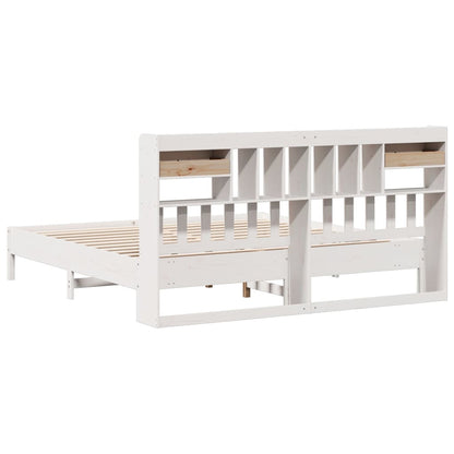 Bookcase Bed without Mattress White 180x200 cm Super King Solid Wood Pine