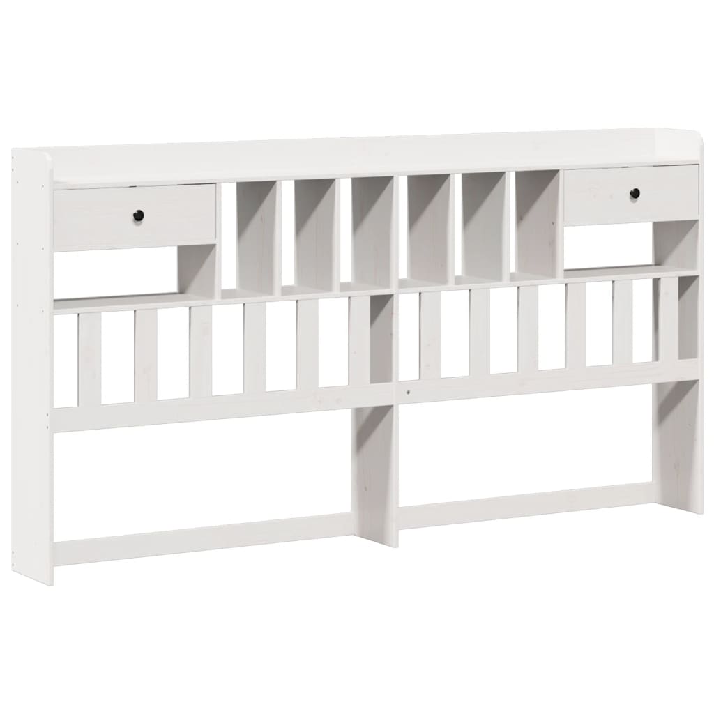 Bookcase Bed without Mattress White 180x200 cm Super King Solid Wood Pine