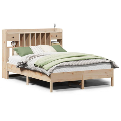 Bookcase Bed without Mattress 140x190 cm Solid Wood Pine