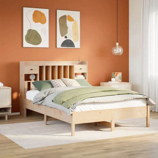 Bookcase Bed without Mattress 140x190 cm Solid Wood Pine