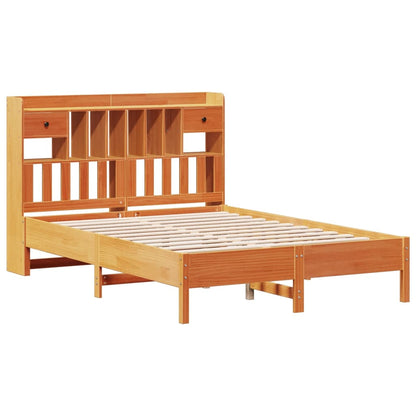 Bookcase Bed without Mattress Wax Brown 135x190 cm Double Solid Wood Pine