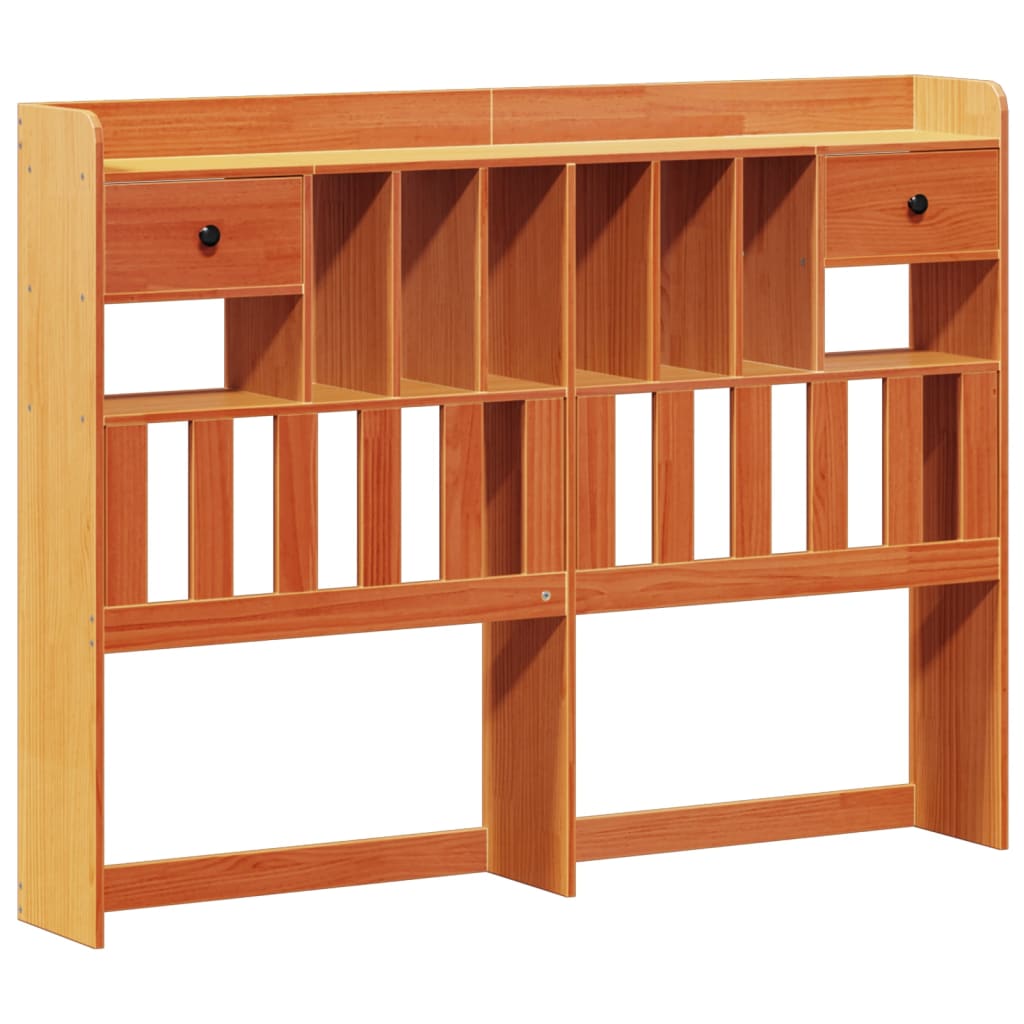 Bookcase Bed without Mattress Wax Brown 135x190 cm Double Solid Wood Pine