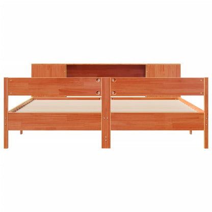 Bookcase Bed without Mattress Wax Brown 180x200 cm Super King Solid Wood Pine