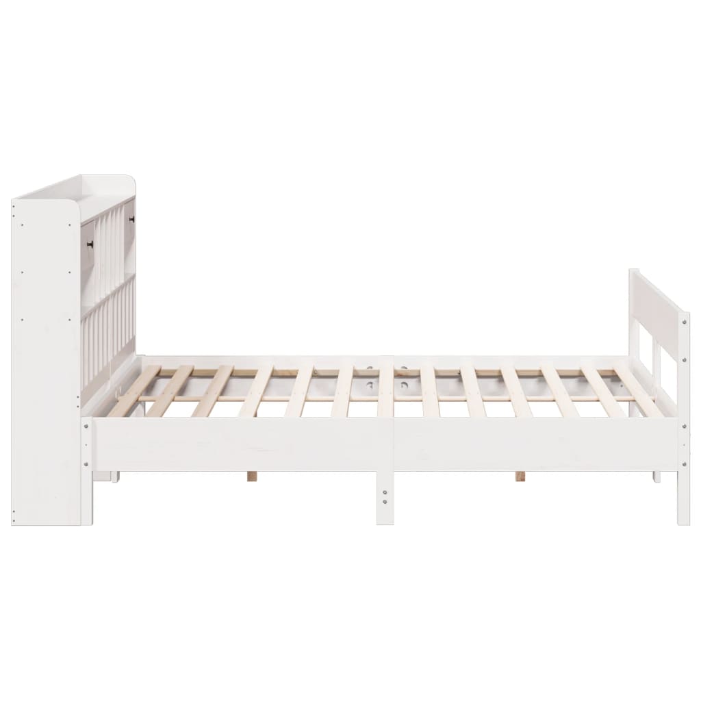 Bookcase Bed without Mattress White 180x200cm Super King Solid Wood Pine