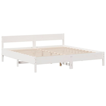 Bookcase Bed without Mattress White 180x200cm Super King Solid Wood Pine