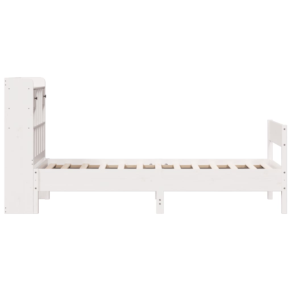 Bookcase Bed without Mattress White 90x190 cm Single Solid Wood Pine