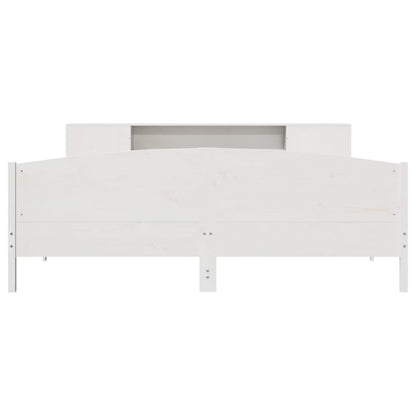 Bookcase Bed without Mattress White 200x200cm Solid Wood Pine
