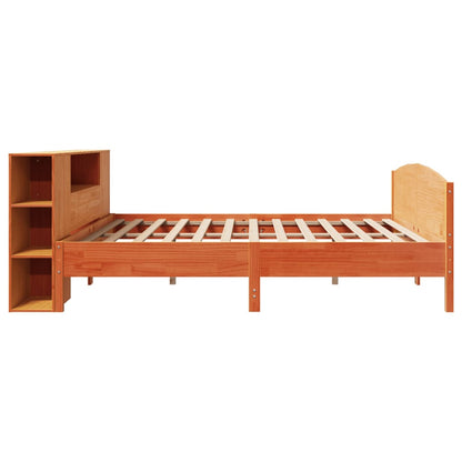 Bookcase Bed without Mattress Wax Brown 200x200cm Solid Wood Pine