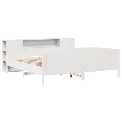 Bookcase Bed without Mattress White 180x200cm Solid Wood Pine