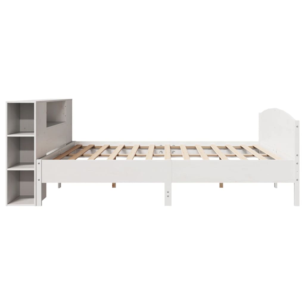 Bookcase Bed without Mattress White 180x200cm Solid Wood Pine
