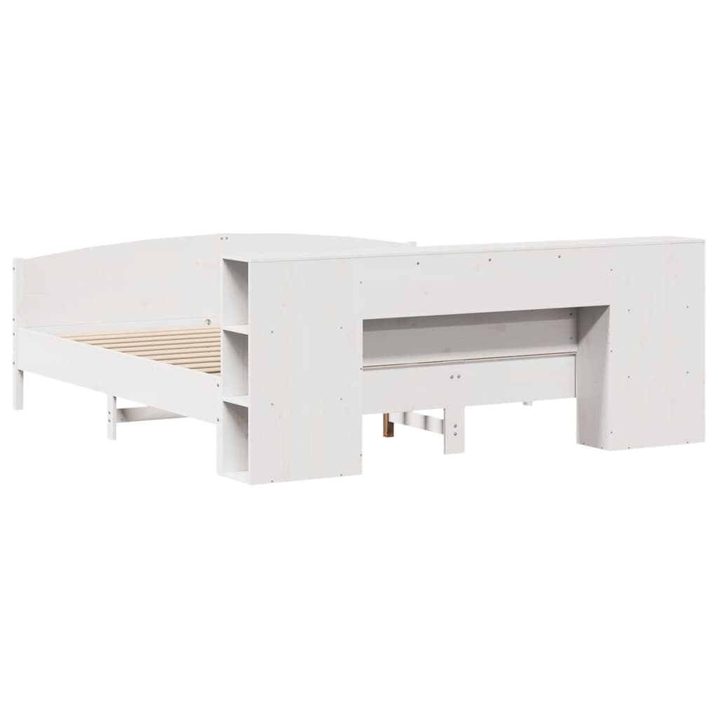 Bookcase Bed without Mattress White 180x200cm Solid Wood Pine