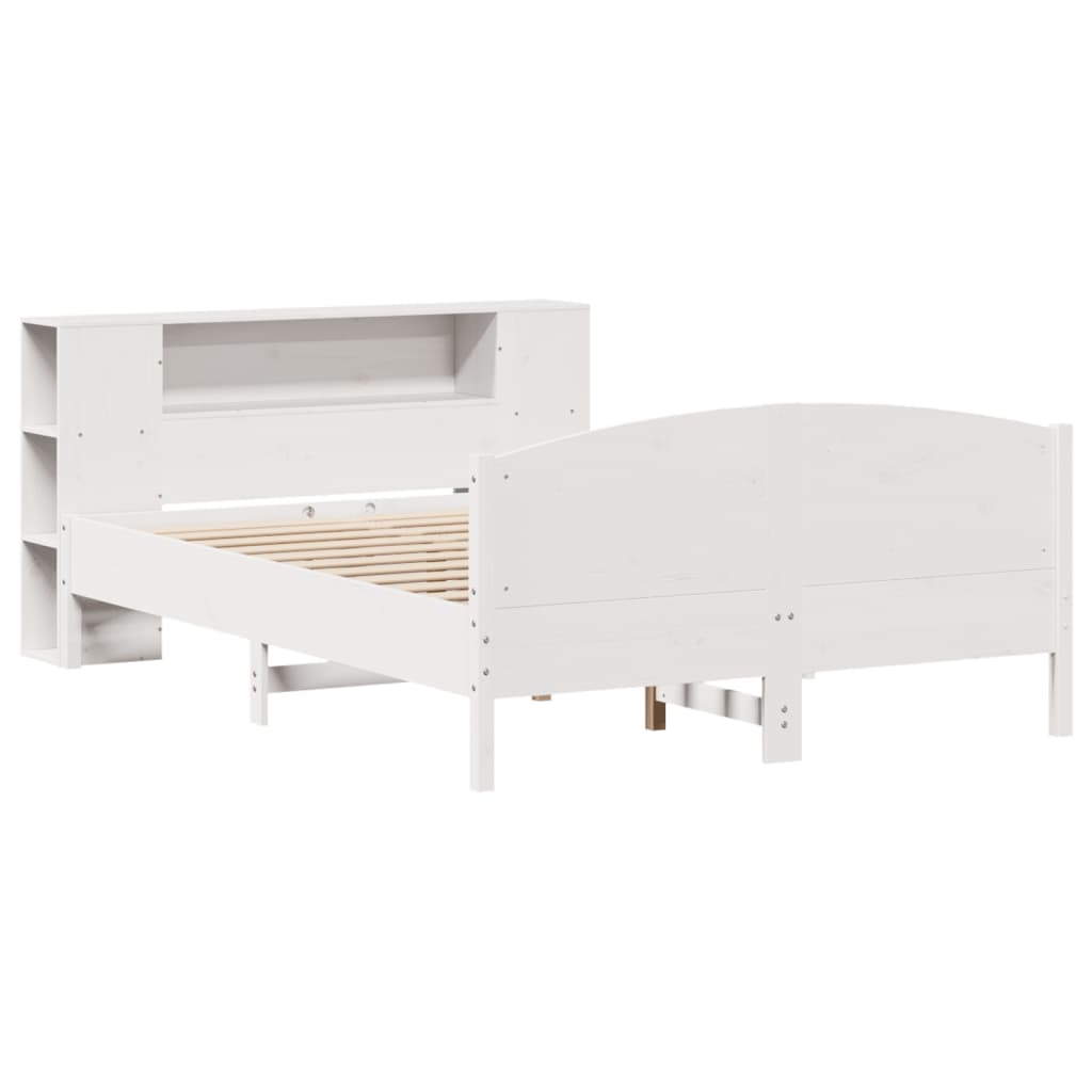 Bookcase Bed without Mattress White 150x200cm Solid Wood Pine