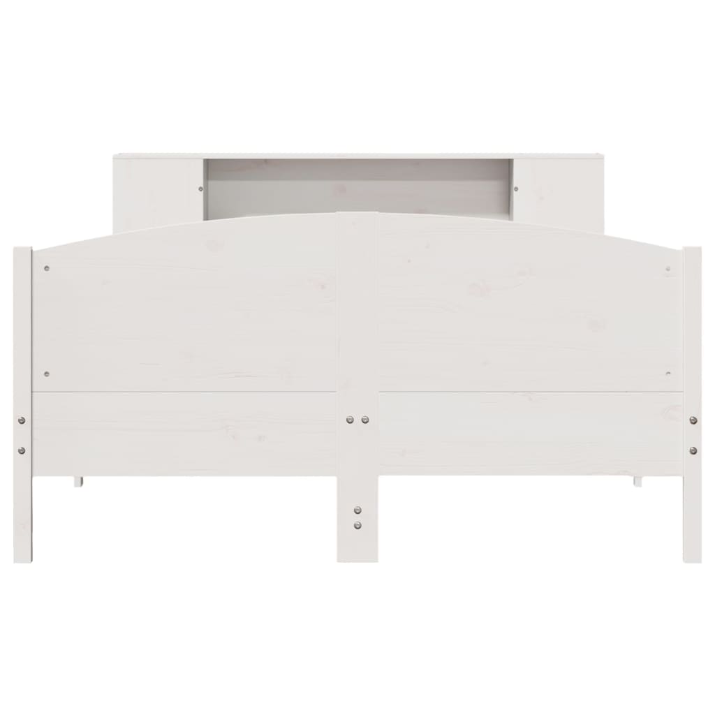 Bookcase Bed without Mattress White 150x200cm Solid Wood Pine