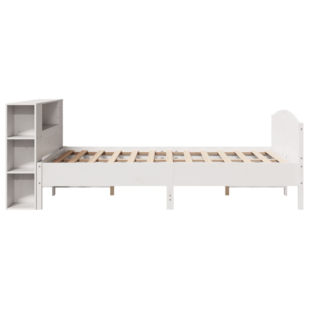Bookcase Bed without Mattress White 150x200cm Solid Wood Pine