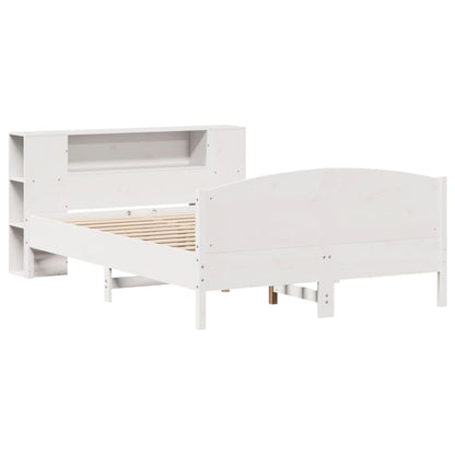 Bookcase Bed without Mattress White 140x200cm Solid Wood Pine
