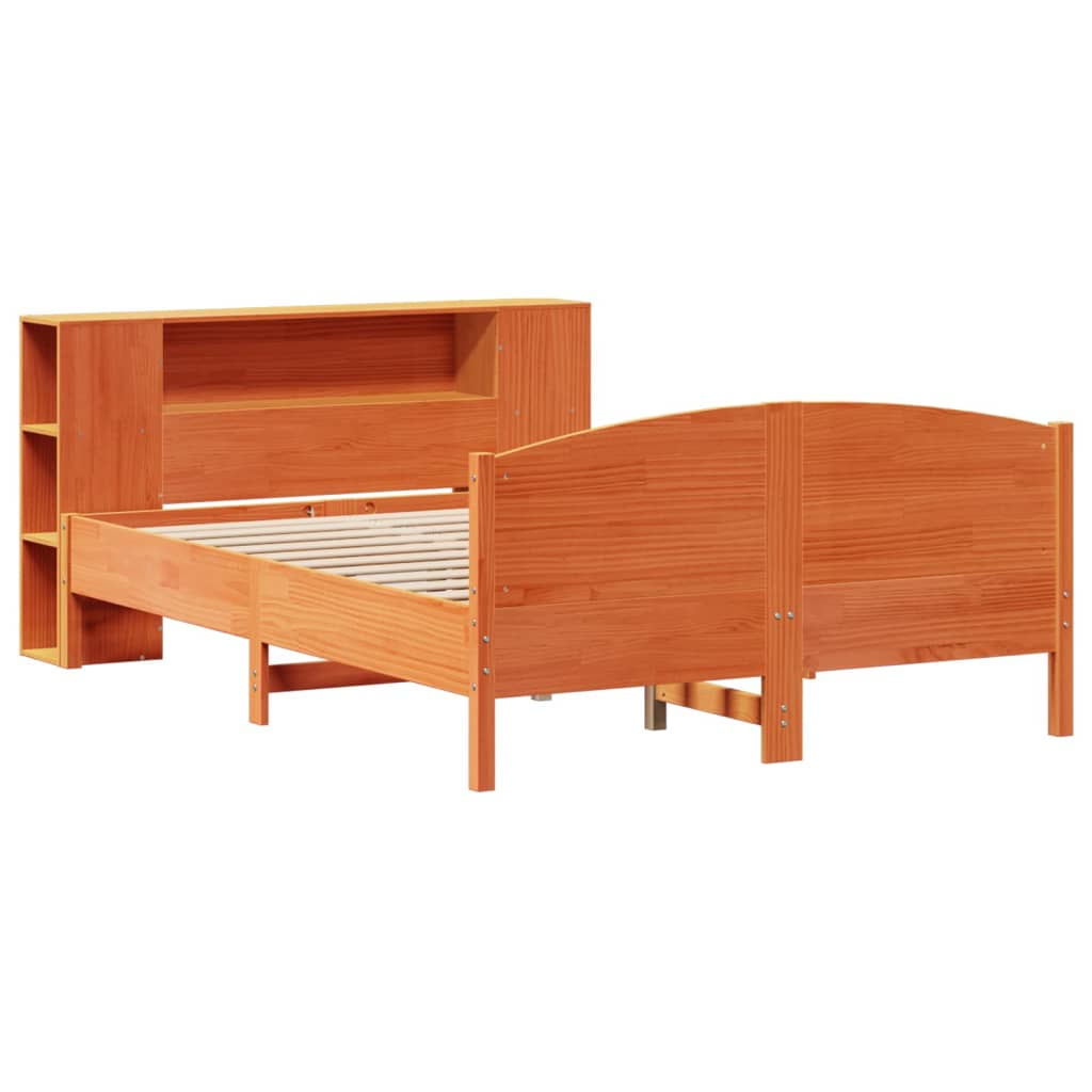 Bookcase Bed without Mattress Wax Brown 140x200cm Solid Wood Pine