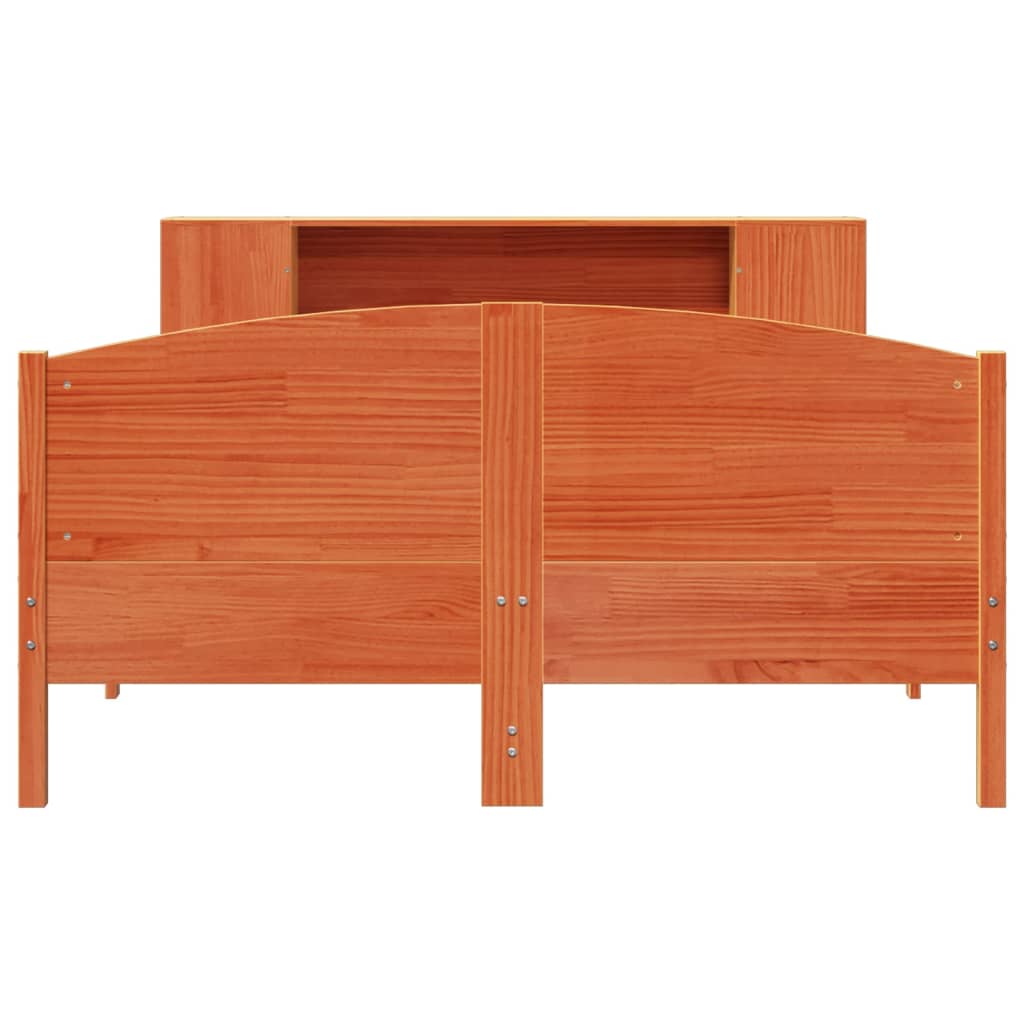 Bookcase Bed without Mattress Wax Brown 140x200cm Solid Wood Pine
