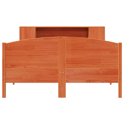 Bookcase Bed without Mattress Wax Brown 140x200cm Solid Wood Pine