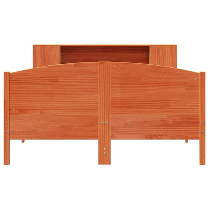 Bookcase Bed without Mattress Wax Brown 120x200cm Solid Wood Pine