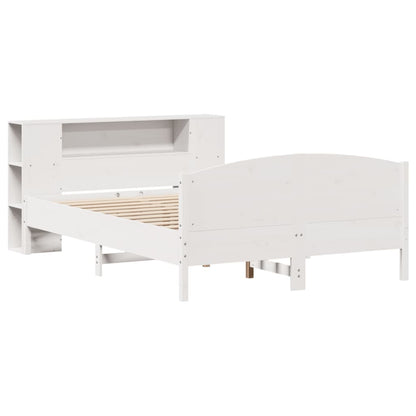 Bookcase Bed without Mattress White 140x190cm Solid Wood Pine
