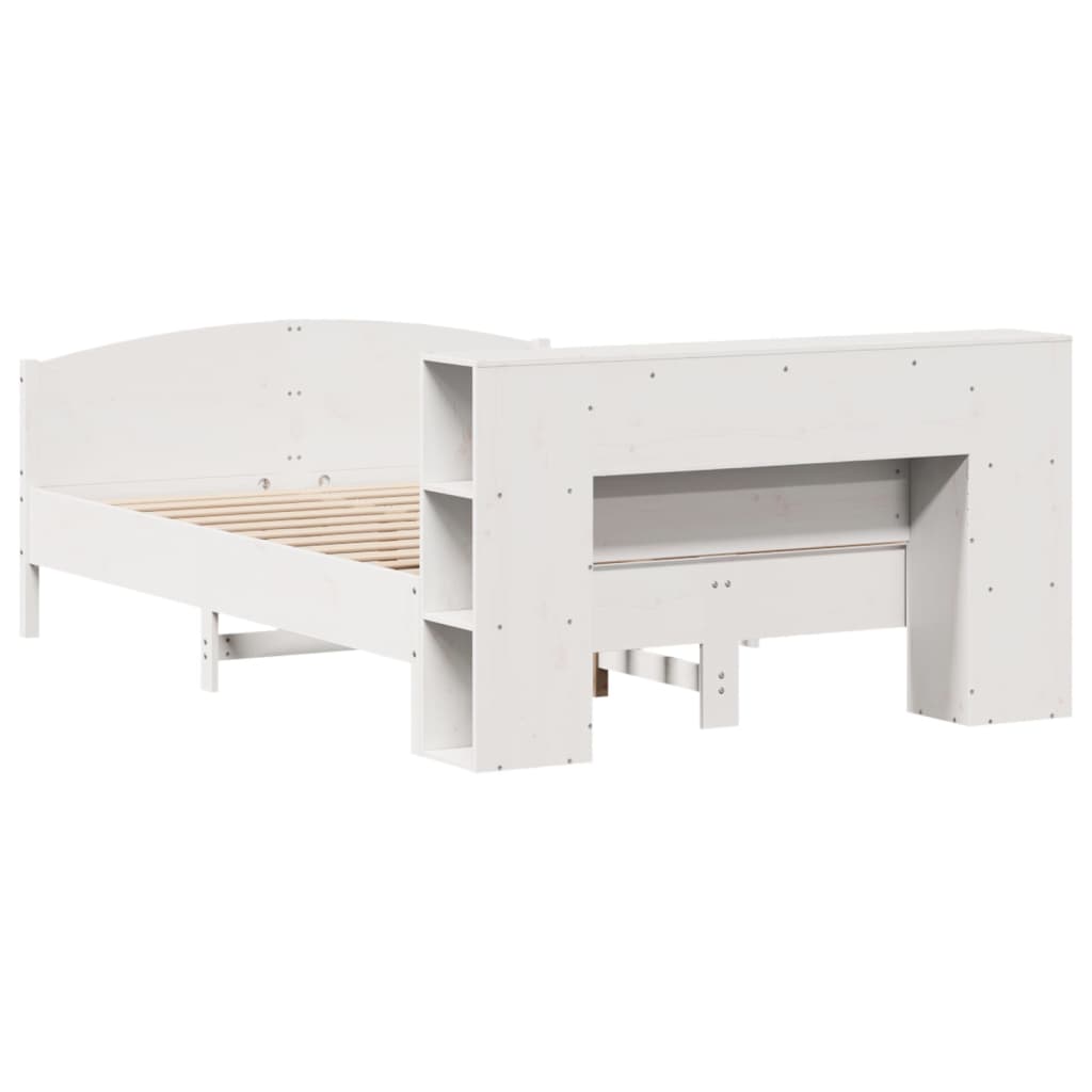 Bookcase Bed without Mattress White 140x190cm Solid Wood Pine