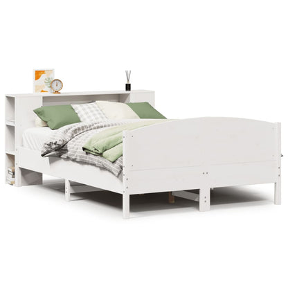 Bookcase Bed without Mattress White 135x190cm Solid Wood Pine