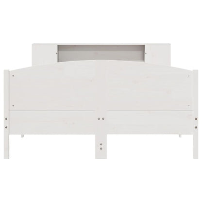 Bookcase Bed without Mattress White 135x190cm Solid Wood Pine