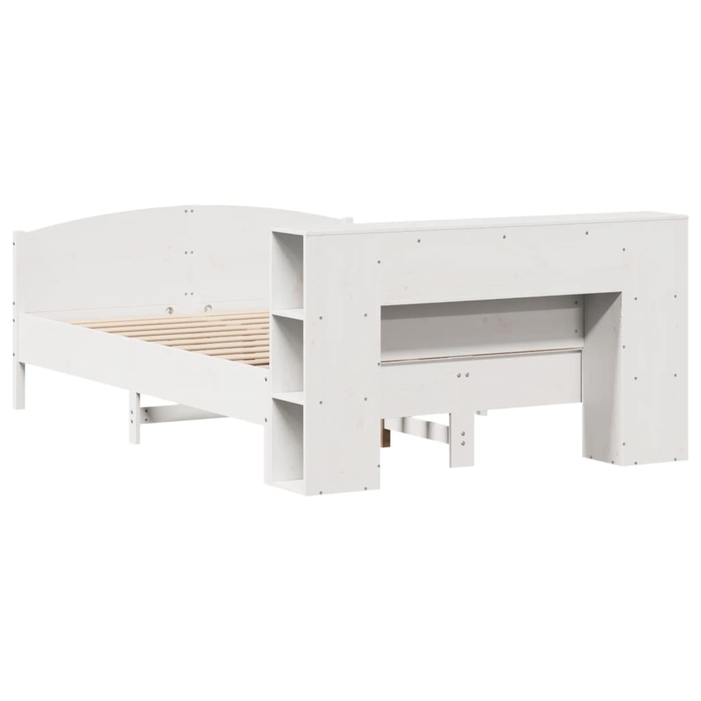 Bookcase Bed without Mattress White 135x190cm Solid Wood Pine