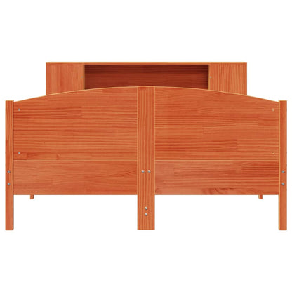 Bookcase Bed without Mattress Wax Brown 135x190cm Solid Wood Pine