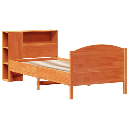Bookcase Bed without Mattress Wax Brown 100x200cm Solid Wood Pine