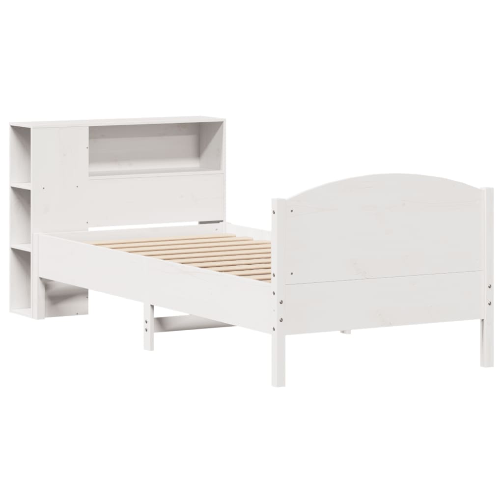 Bookcase Bed without Mattress White 75x190cm Small Single Solid Wood Pine