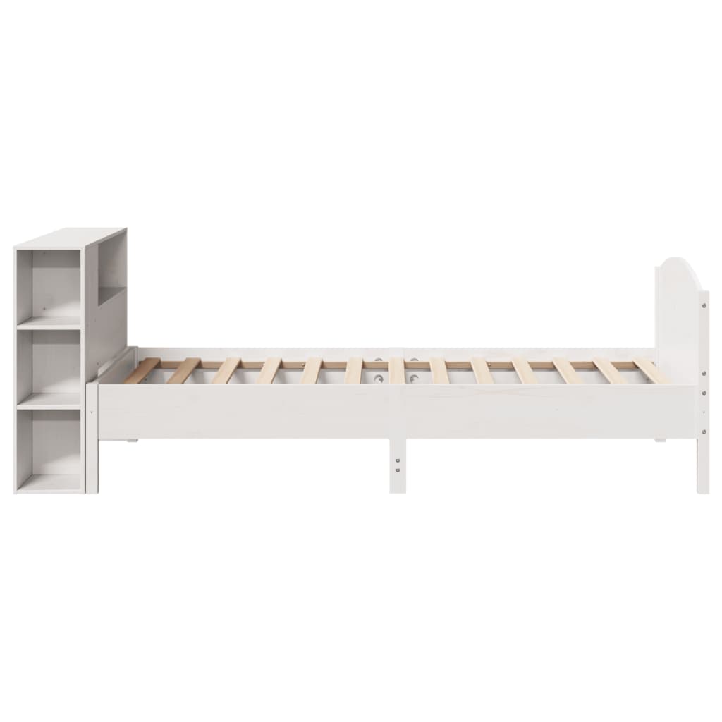 Bookcase Bed without Mattress White 75x190cm Small Single Solid Wood Pine