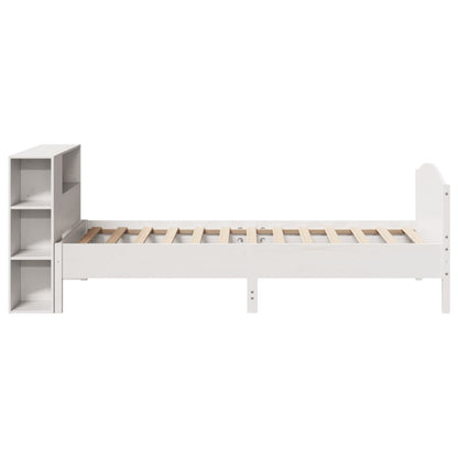Bookcase Bed without Mattress White 75x190cm Small Single Solid Wood Pine