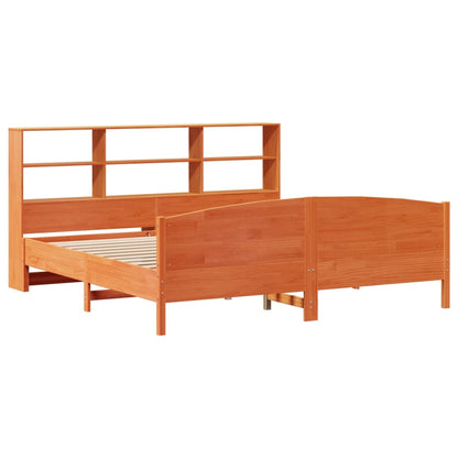 Bookcase Bed without Mattress Wax Brown 200x200cm Solid Wood Pine