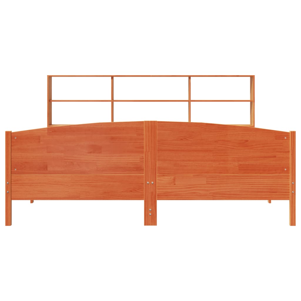 Bookcase Bed without Mattress Wax Brown 200x200cm Solid Wood Pine